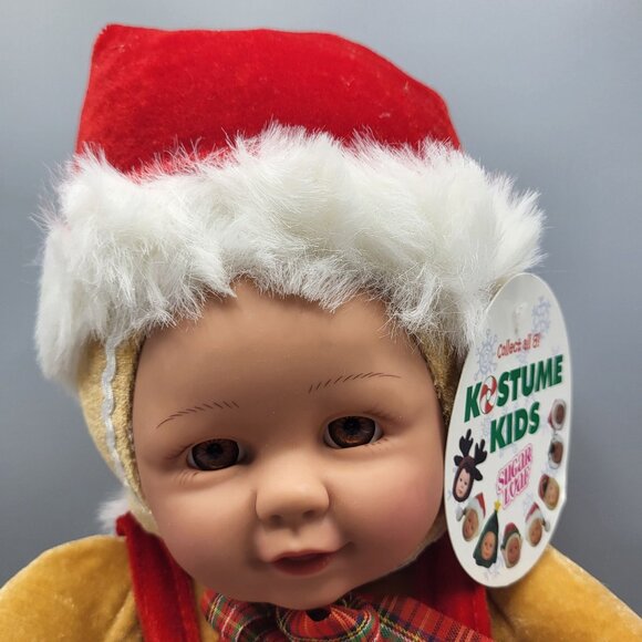 Kostume Kids Sugar Loaf Christmas Gingerbread Doll Santa Hat Overalls 15 inch - Picture 2 of 16